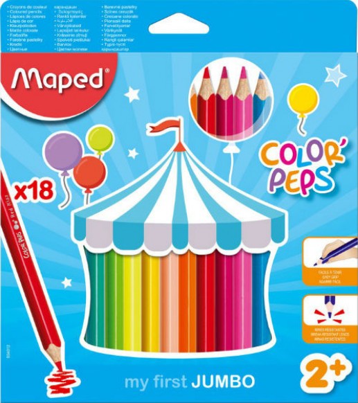 Ξυλομπογιές χοντρές Maped Color Peps 18 χρωμάτων Jumbo