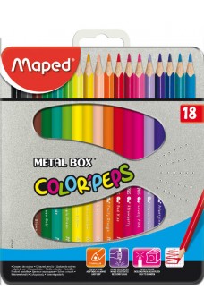 Ξυλομπογιές Maped Color Peps 18 χρωμάτων σε μεταλλική συσκευασία