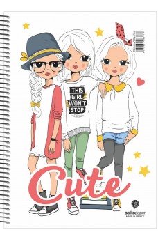 Τετράδιο σπιράλ Α4 Salco 3 θέματα Cute