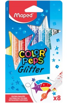Μαρκαδόροι Maped Color'Peps Magic με Glitter 8 χρωμάτων