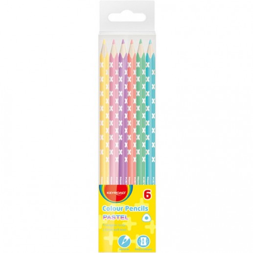 Ξυλομπογιές KEYROAD 6 χρωμάτων PASTEL  